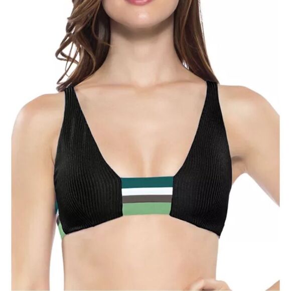 NWT BECCA by Rebecca Virtue Virtue Refine Bikini Top Colorblock- Size Medium - Picture 1 of 5